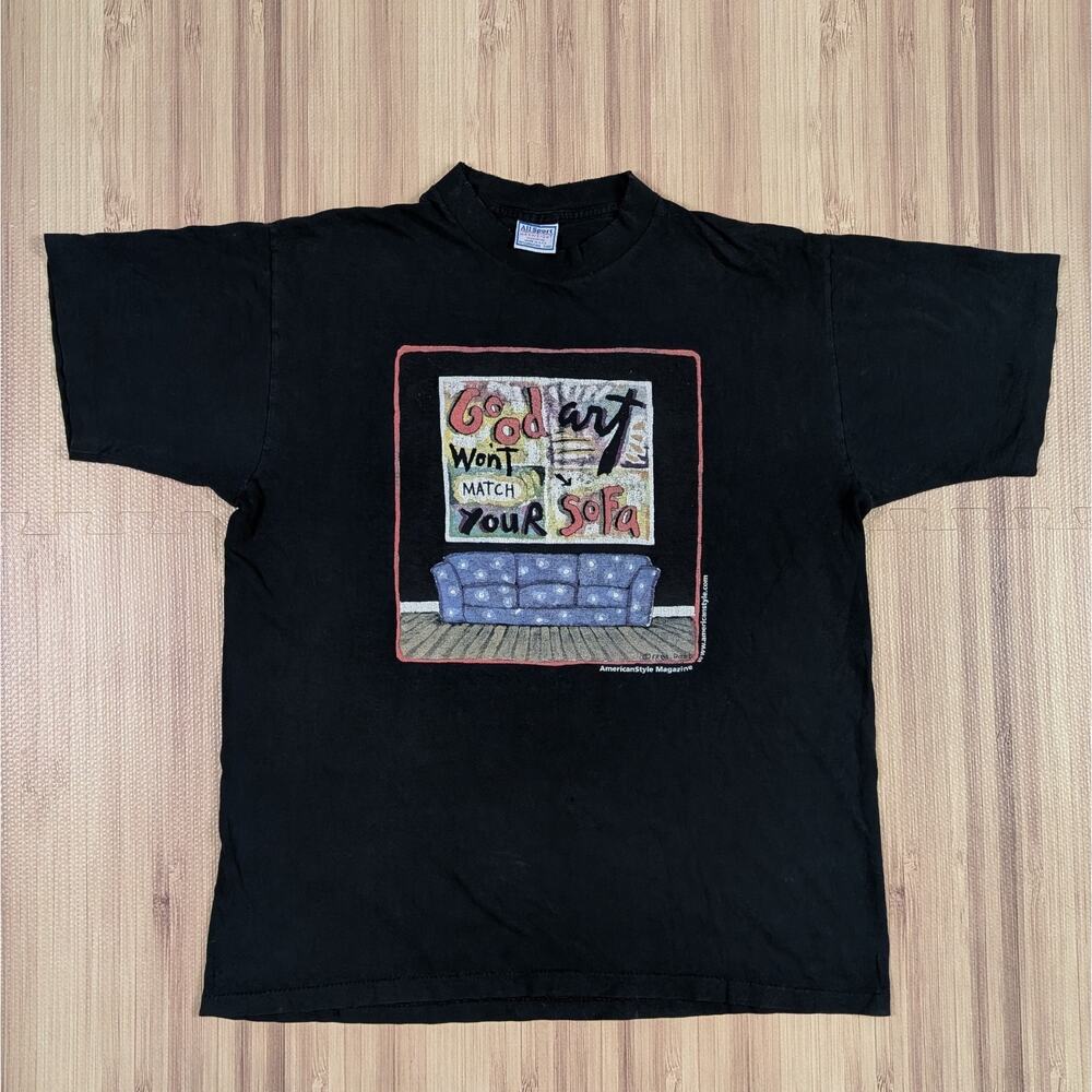 Vintage 90's Fred Babb Good Art Won't Match Your Sofa T Shirt XL Abstract Rare
